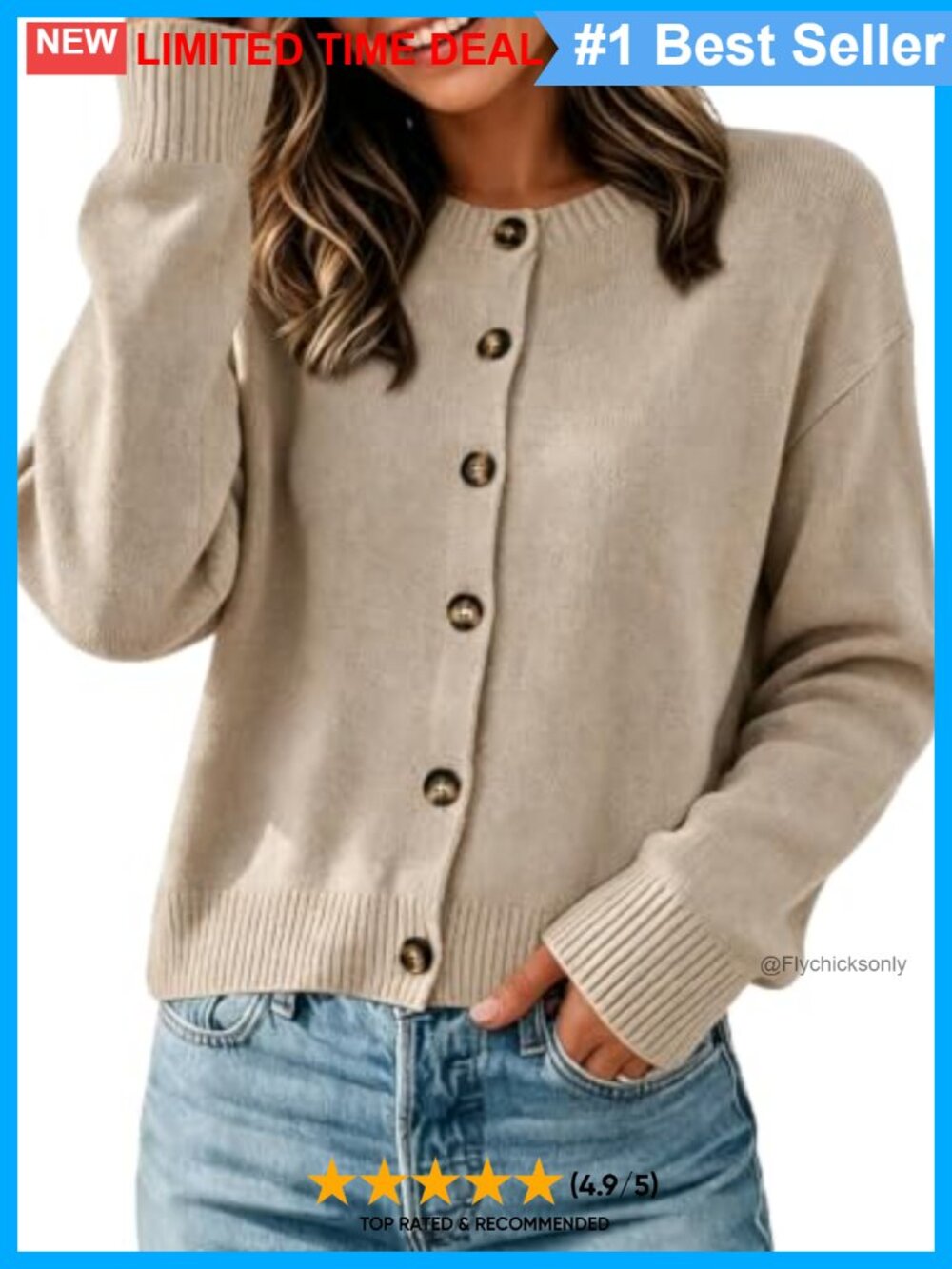 Cropped Open Front Knit Cardigan Long Sleeve Crew Neck Lightweight